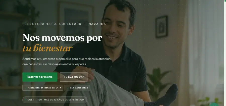 Captura de la web de fisioterapia a domicilio Prevenfisio